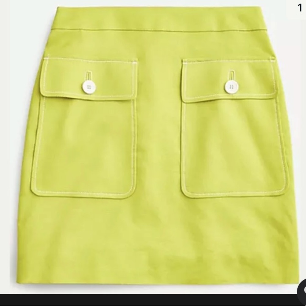 NWT Patch Pkt Skrt in Stretch Linen Chartreuse Grn